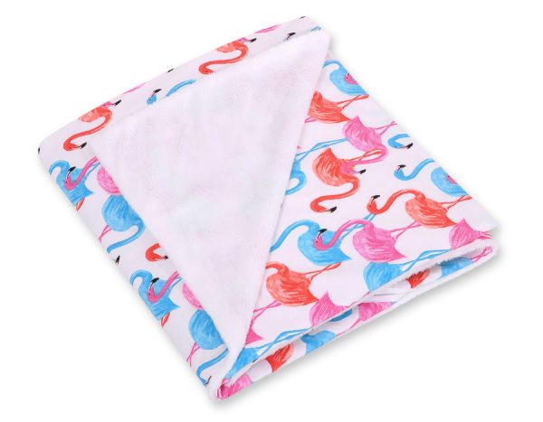 Big double-sided car seat blanket for babies - flamingo - Image 2