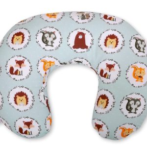 Breastfeeding Pillow Nursing Croissant Pillow, removable, Hands-Free Feeding- mint animals