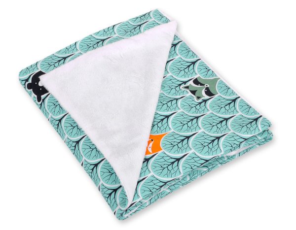 Big double-sided car seat blanket for babies - mint forest - Image 2