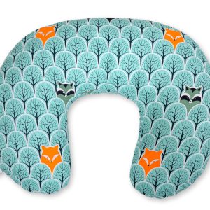 Breastfeeding Pillow Nursing Croissant Pillow, removable, Hands-Free Feeding- mint forest