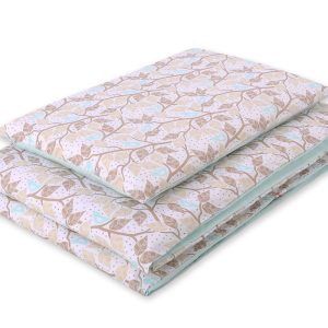 Baby cotton bedding set 2-pcs 135x100 cm- beige leaves