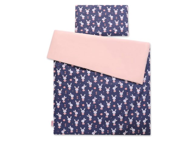 Baby cotton bedding set 2-pcs 140x200 Junior - rabbits navy blue - Image 2