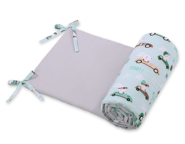 Universal bumper for cot -  mint rabbits - Image 2