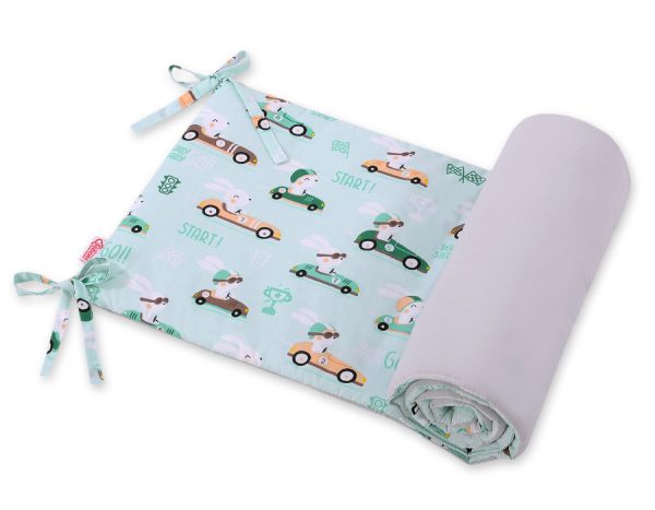 Universal bumper for cot -  mint rabbits