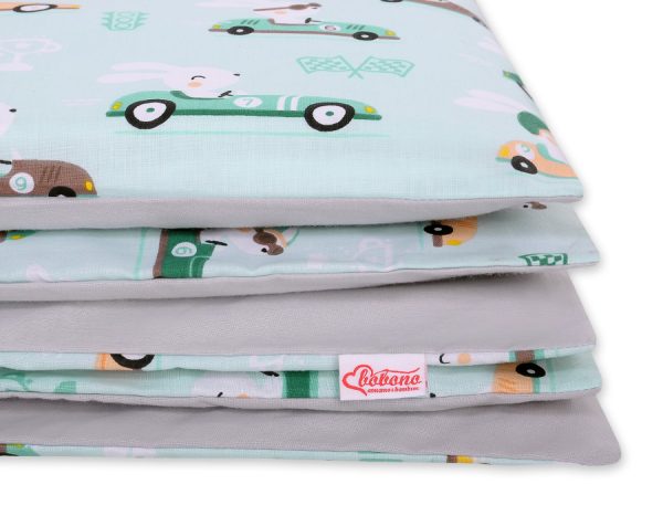 Baby cotton bedding set 2-pcs 120x90 cm- mint rabbits - Image 2