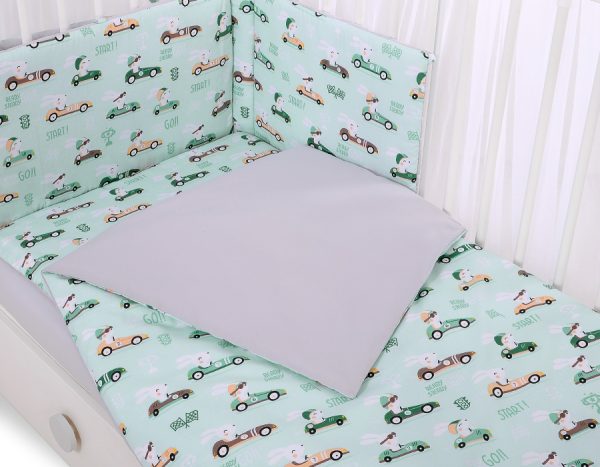 Baby cotton bedding set 2-pcs 120x90 cm- mint rabbits - Image 3