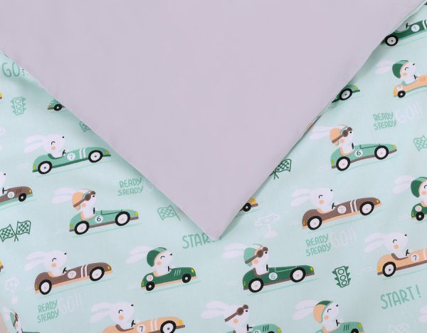 Baby cotton bedding set 2-pcs 120x90 cm- mint rabbits - Image 4