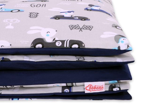 Baby cotton bedding set 2-pcs 135x100 cm- gray rabbits - Image 2