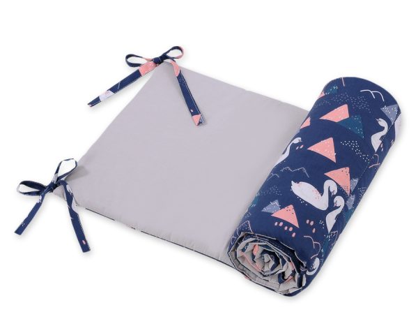 Universal bumper for cot -Swans navy blue - Image 2