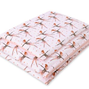 Baby cotton bedding set 2-pcs 135x100 cm - ballerinas pink