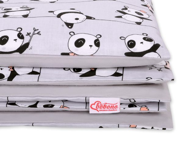 Baby cotton bedding set 2-pcs 120x90 cm - grey panda - Image 2