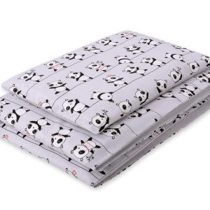 Baby cotton bedding set 2-pcs 135x100 cm - Panda gray
