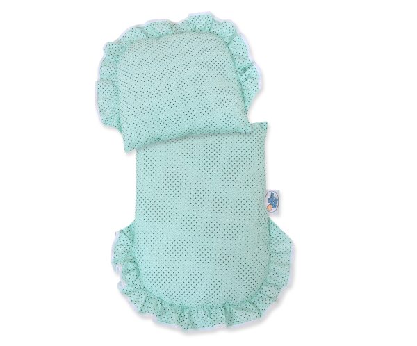 Wicker doll pushchair with mint bedding and soft padding - natural - Image 2