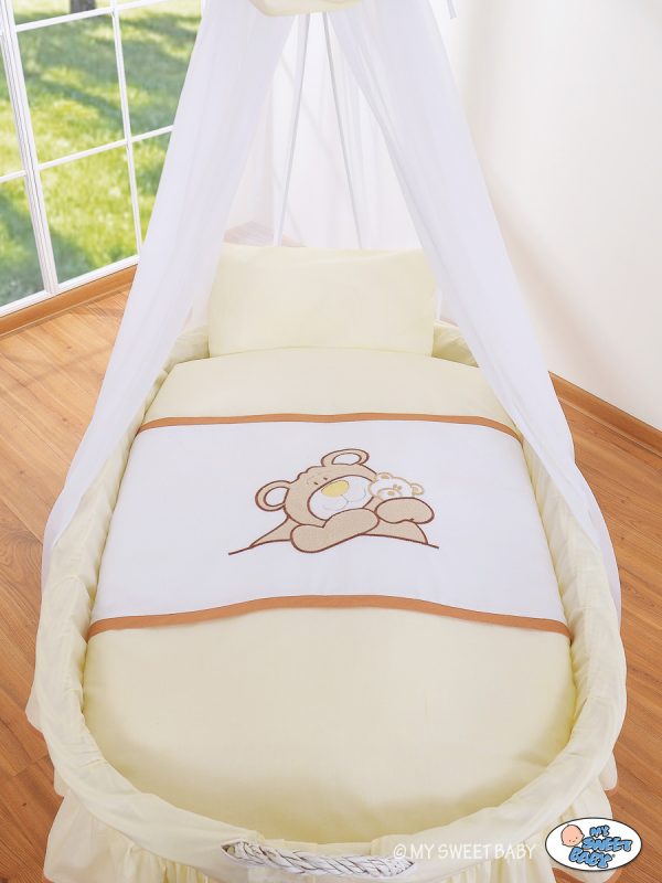 Moses Basket/Wicker drape crib- Teddy Bear Barnaba cream - Image 2