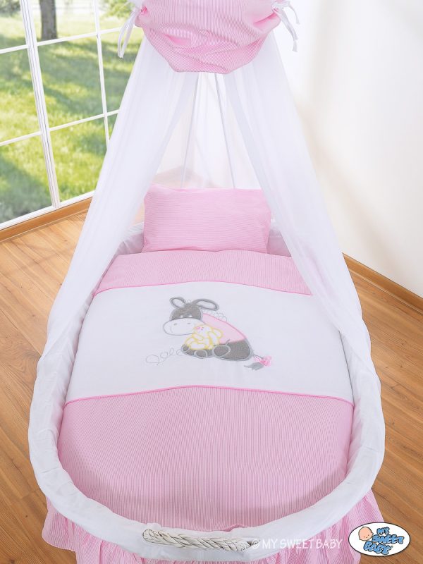 Moses Basket/Wicker drape crib- Donkey Luca pink - Image 2