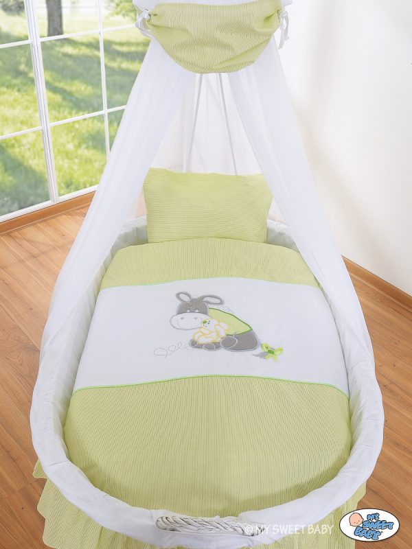 Moses Basket/Wicker drape crib- Donkey Luca green - Image 2