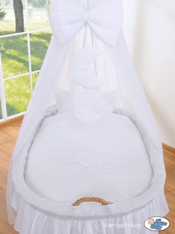 Moses Basket/Wicker drape crib- Good night white - Image 2