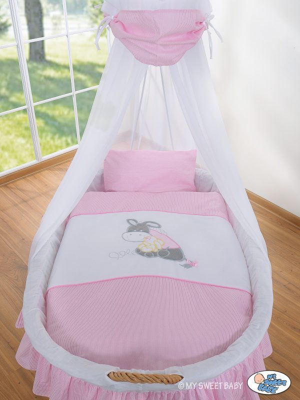 Moses Basket/Wicker drape crib- Donkey Luca pink - Image 2
