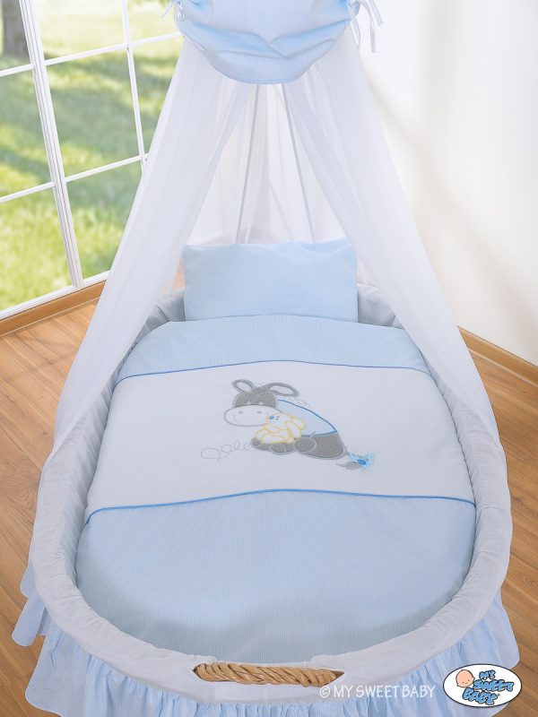 Moses Basket/Wicker drape crib- Donkey Luca blue - Image 2