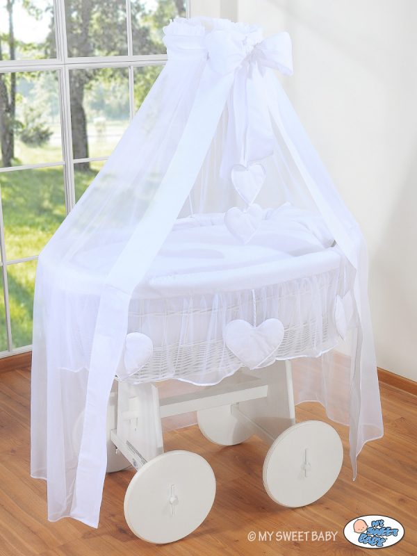 Moses Basket Wicker drape crib Deluxe- Amelie white - Image 2