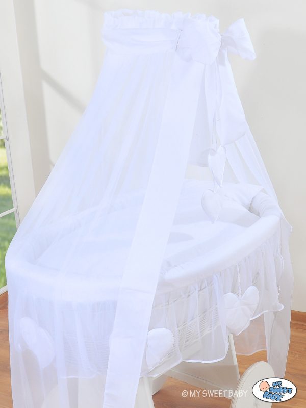 Moses Basket Wicker drape crib Deluxe- Amelie white - Image 3