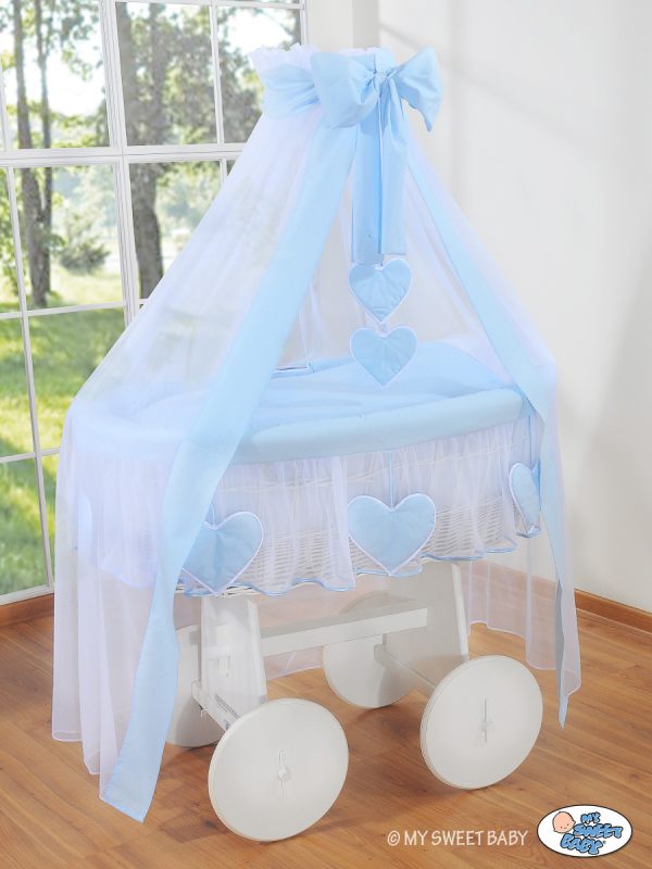 Moses Basket/Wicker drape crib Deluxe- Amelie blue - Image 2