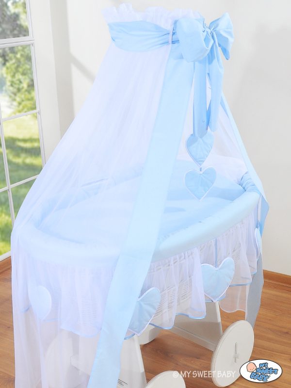 Moses Basket/Wicker drape crib Deluxe- Amelie blue - Image 3