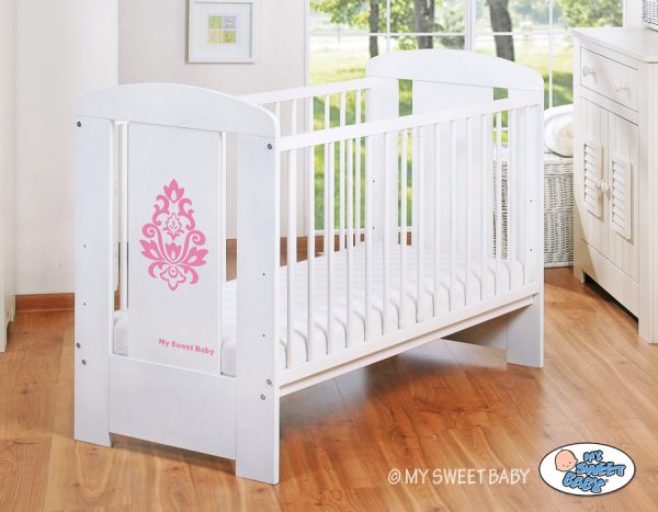 Wooden baby cot 120x60cm Glamour white-pink - Image 4