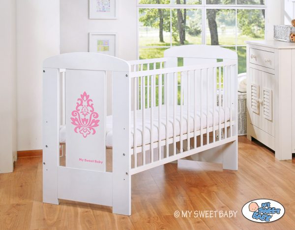 Wooden baby cot 120x60cm Glamour white-pink - Image 3
