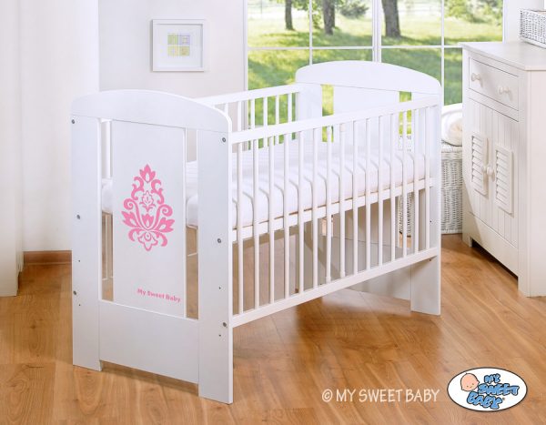 Wooden baby cot 120x60cm Glamour white-pink - Image 2