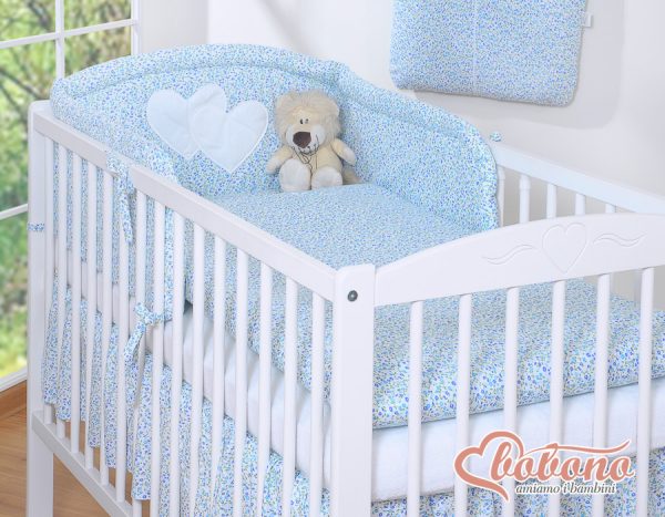 Bedding set 3-pcs- Hanging Hearts little blue flowers - Image 2