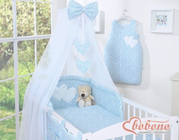 Mosquito-net made of chiffon- Hanging Hearts blue flowers - Image 2