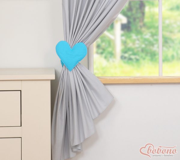 Children's room curtains with hearts grey and turquoise - Image 2