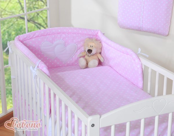 Bedding set 3-pcs- Hanging Hearts white dots on pink - Image 2