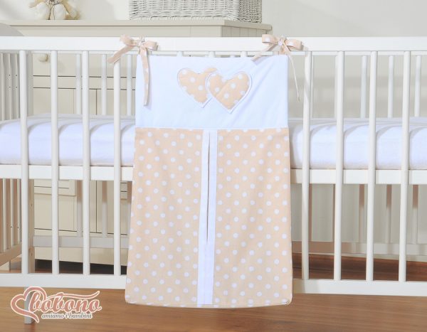 Diaper bag- Hanging Hearts white dots on beige - Image 2