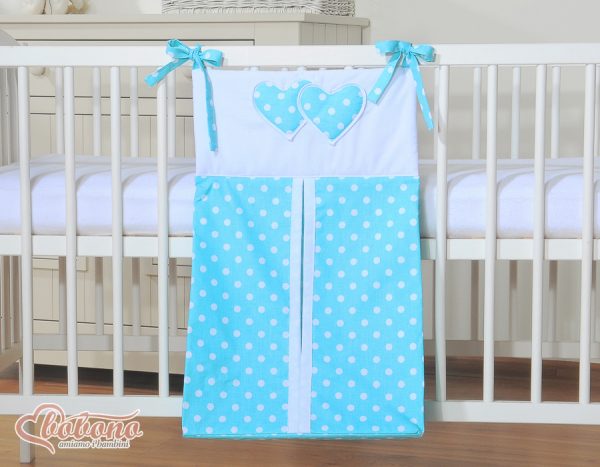 Diaper bag- Hanging Hearts white dots on turquoise - Image 2