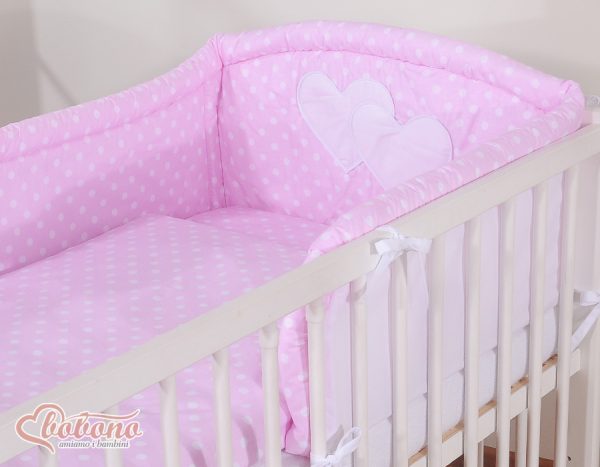 Bedding set 3-pcs- Hanging Hearts white dots on pink - Image 3