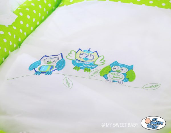 Moses Basket/Wicker drape crib- Owls green - Image 4