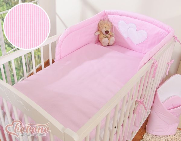 Bedding set 3-pcs- Hanging Hearts pink strips - Image 2