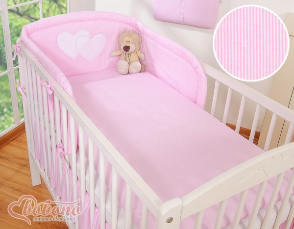 Bedding set 3-pcs- Hanging Hearts pink strips - Image 4