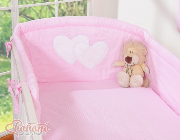 Bedding set 3-pcs- Hanging Hearts pink strips - Image 6