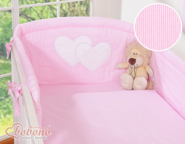 Bedding set 3-pcs- Hanging Hearts pink strips - Image 8