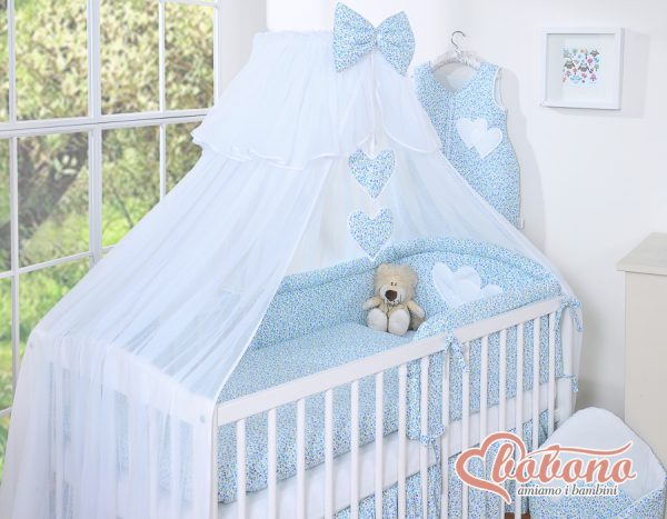 Mosquito-net made of chiffon- Hanging Hearts blue flowers - Image 3