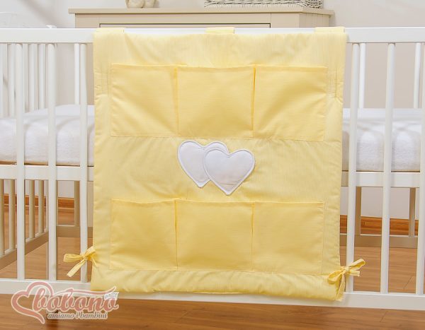 Cot tidy- Hanging Hearts yellow strips - Image 2