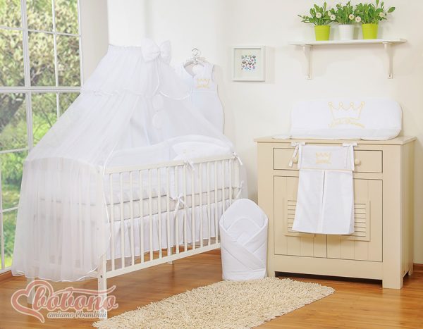 Bedding set 5pcs with mosquito-net- Little Prince/Princess white - Image 3