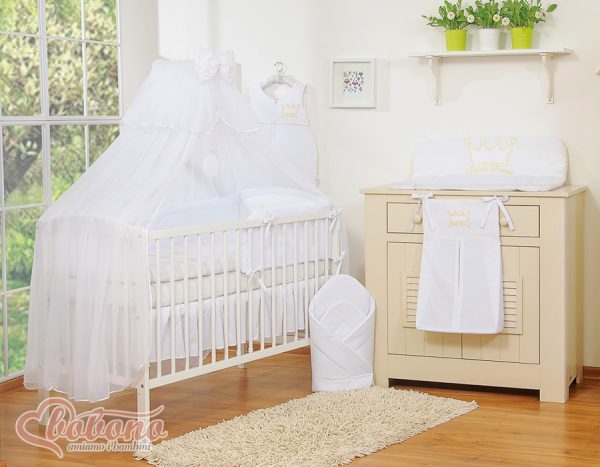 Bedding set 5pcs with mosquito-net- Little Prince/Princess white - Image 5