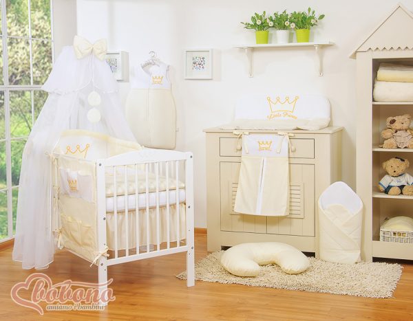 Bedding set 5pcs with mosquito-net- Little Prince/Princess cream - Image 2