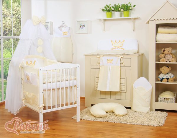 Bedding set 5pcs with mosquito-net- Little Prince/Princess cream - Image 3