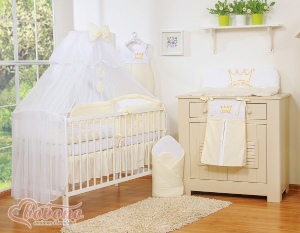 Bedding set 5pcs with mosquito-net- Little Prince/Princess cream - Image 5