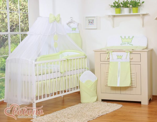 Bedding set 5pcs with mosquito-net- Little Prince/Princess green - Image 6